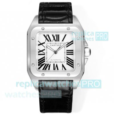 Swiss Copy Cartier Santos 2824 White Dial Rome 100th Anniversary Men's Watch 
